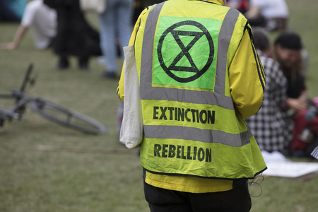 Members of the Extinction Rebellion protest in parliment square, London