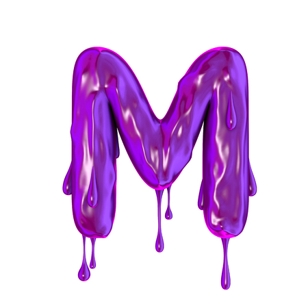 Purple dripping slime halloween capital letter Mの写真素材