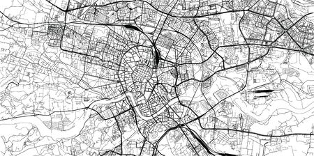 Urban vector city map of Krakow, Polandのイラスト素材