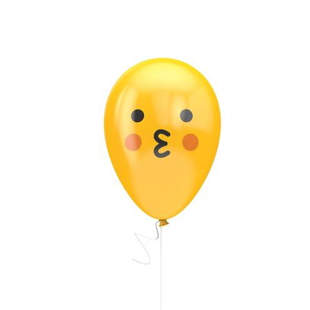 Kissing with blushing cheeks emoji floating balloonの写真素材