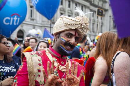 LONDON, UK - July 6th 2019: People take part in the annual gay pride march in central Londonのeditorial素材