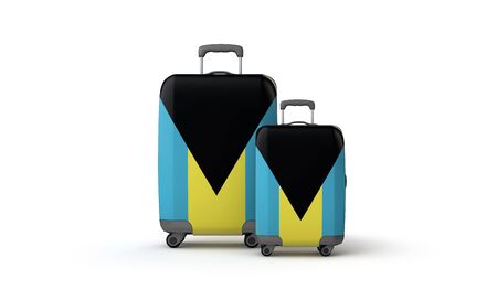 Bahamas flag holiday destination travel suitcases isolated on white. 3D Renderの写真素材