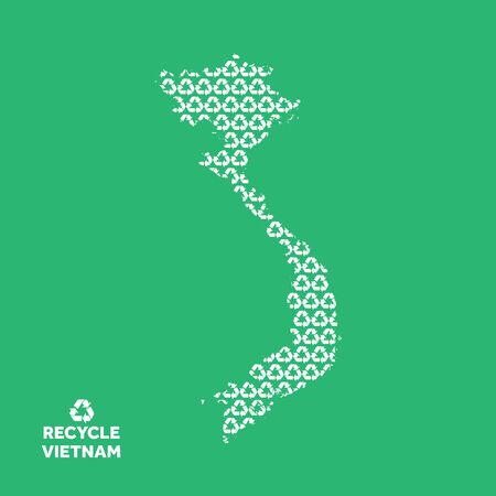 Vietname map made from recycling symbol. Environmental conceptのイラスト素材