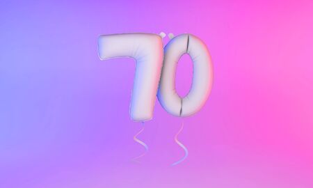 White number 70 celebration balloon greeting background. 3D Renderingの写真素材