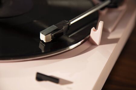 Vintage music record player with a vinyl record