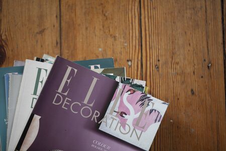 LONDON, UK - October 28, 2019: A collection of Elle Decoration home and style magazinesのeditorial素材