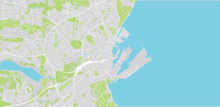 Urban vector city map of Aarhus, Denmark