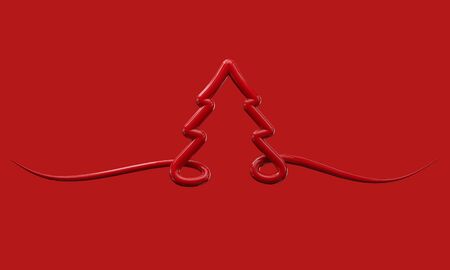 Festive minimal red Christmas tree shape background. 3D Renderの写真素材