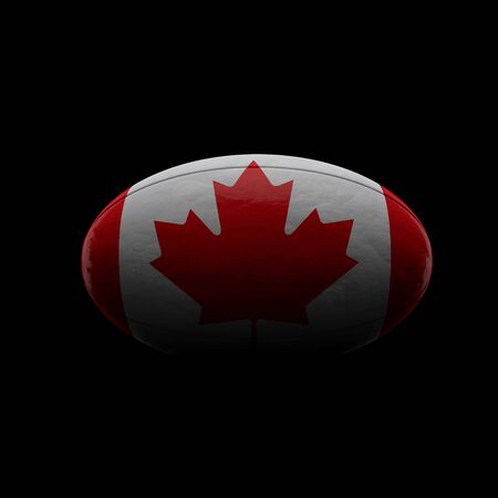 Canada flag rugby ball against black background. 3D Renderingの写真素材