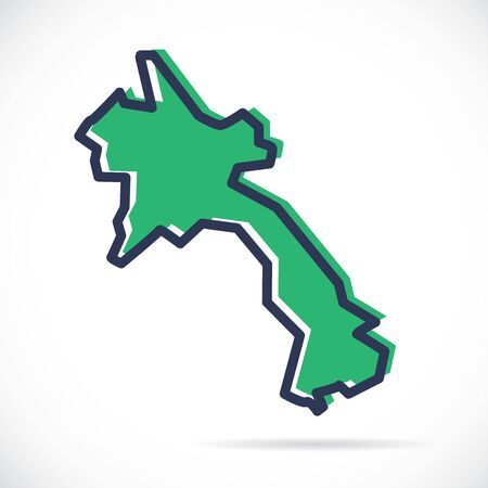 Stylized simple outline map of Laosのイラスト素材