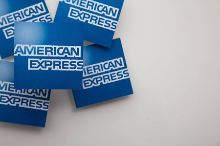 LONDON, UK - January 15th 2020: American express brand logo printed onto paperのeditorial素材