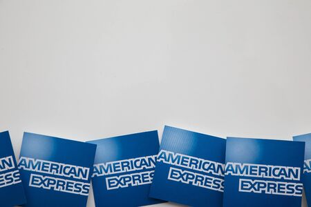 LONDON, UK - January 15th 2020: American express brand logo printed onto paperのeditorial素材