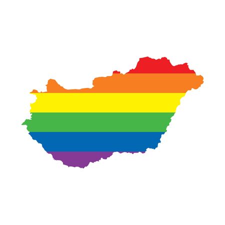 Hungary LGBTQ gay pride flag mapのイラスト素材