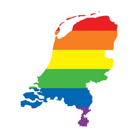 Netherlands LGBTQ gay pride flag mapのイラスト素材