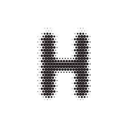 Letter H black halftone pattern fontのイラスト素材