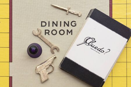 LONDON, UK - January 28th 2020: Cluedo murder mystery boardgame pieces made by waddingtons
