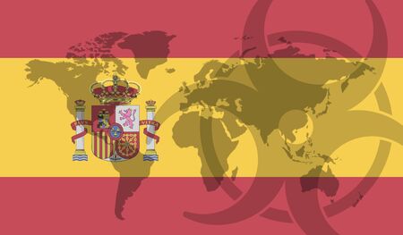 Spain flag global disease outbreak conceptの写真素材