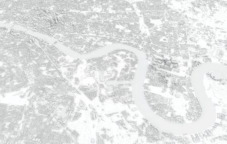 London city map 3D Rendering. Aerial satellite view.