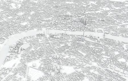 London city map 3D Rendering. Aerial satellite view.