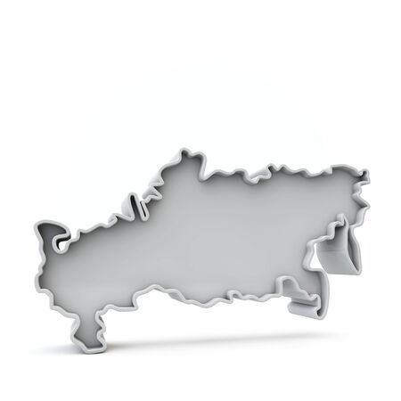Russia simple 3D map in white grey. 3D Renderingの写真素材