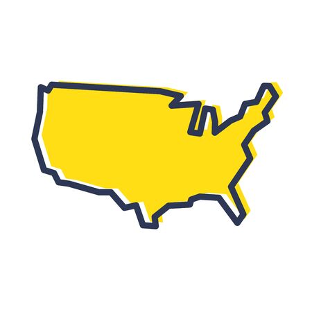 Stylized simple yellow outline map of USAのイラスト素材
