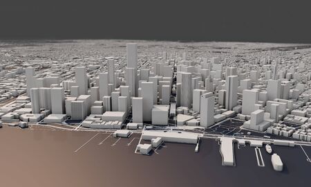 San Francisco city map 3D Rendering. Aerial satellite view.