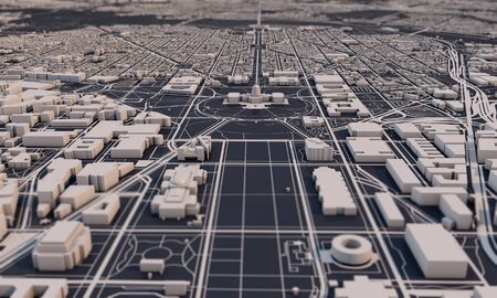 Washington DC city map 3D Rendering. Aerial satellite view.の写真素材