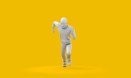 Abstract geometric sprinting running man 3D renderingの写真素材