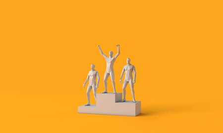 People celebrating success on a winners podium. 3D Renderingの写真素材
