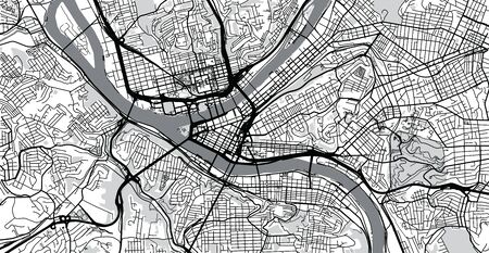 Urban vector city map of Pittsburgh, Pennsylvania, United States of Americaのイラスト素材