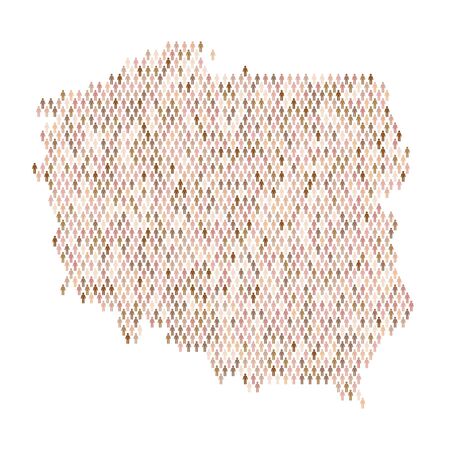 Poland population infographic. Map made from stick figure peopleのイラスト素材