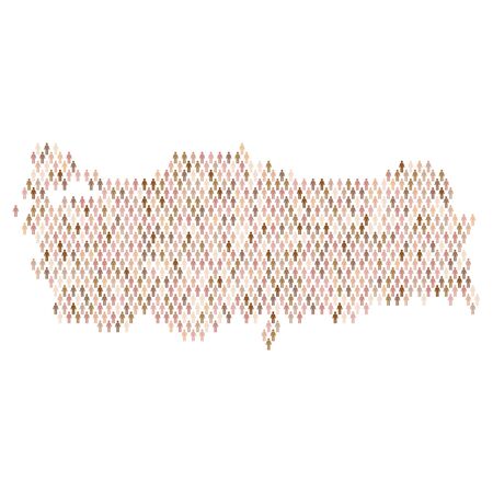 Turkey population infographic. Map made from stick figure peopleのイラスト素材