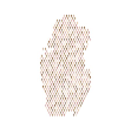 Qatar population infographic. Map made from stick figure peopleのイラスト素材
