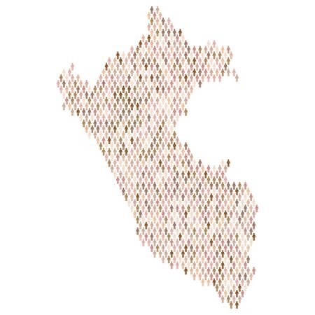 Peru population infographic. Map made from stick figure peopleのイラスト素材