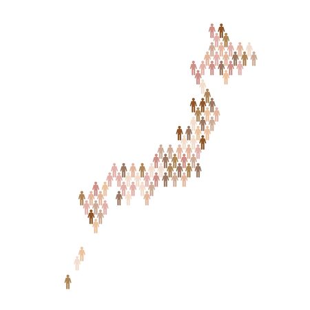 Japan population infographic. Map made from stick figure peopleのイラスト素材