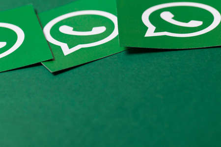OXFORD, UK - FEB 21 2017: Whatsapp social media messaging logo printed on paper