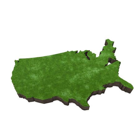 Map of United states of America with grass and soil. 3D renderingの写真素材