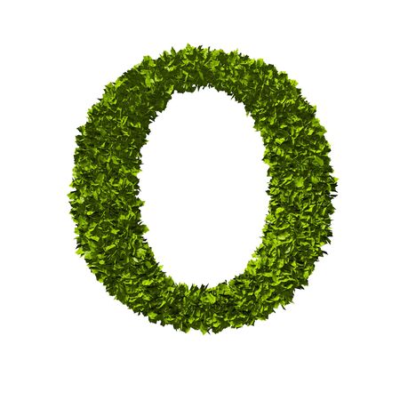 Letter O nature leaf alphabet. 3D Renderingの写真素材