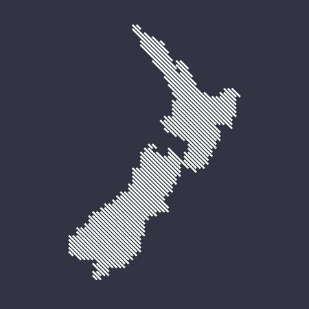 Stylized simple diagonal line map of New Zealandのイラスト素材