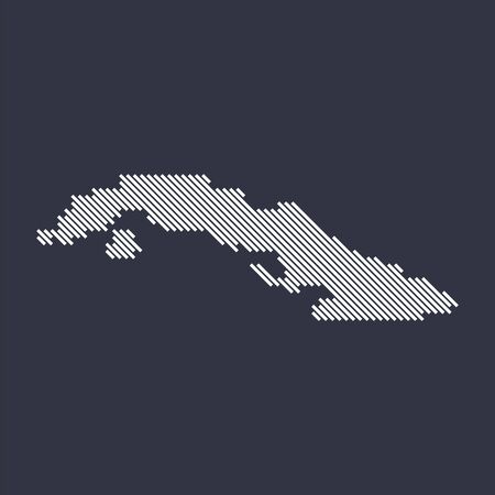 Stylized simple diagonal line map of Cubaのイラスト素材