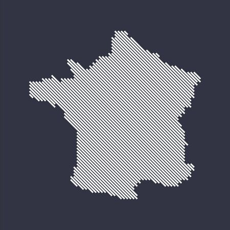 Stylized simple diagonal line map of Franceのイラスト素材