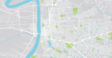 Urban vector city map of Baton Rouge, USA. Louisiana state capitalのイラスト素材