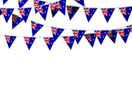 Australia flag festive bunting against a plain background. 3D Renderingの写真素材