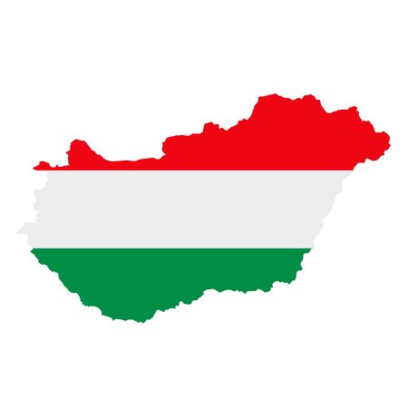 Hungary flag map. Country outline with national flagの写真素材