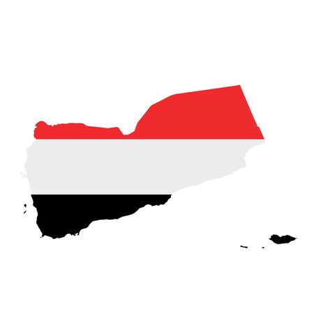 Yemen flag map. Country outline with national flagの写真素材