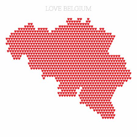 Belgium country map made from love heart halftone patternの写真素材