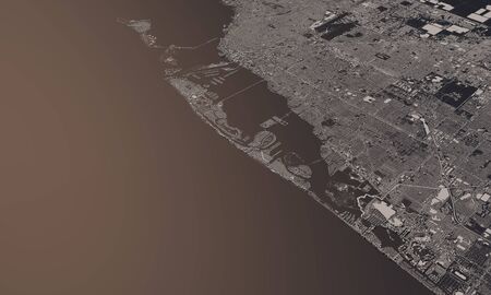 Miami, Florida, USA city map 3D Rendering. Aerial satellite view