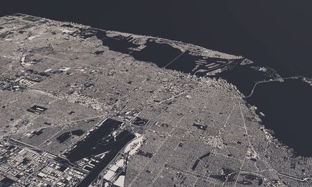 Miami, Florida, USA city map 3D Rendering. Aerial satellite view
