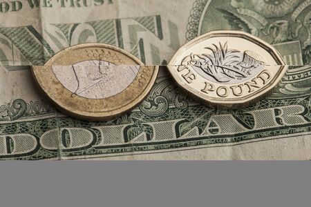 British pound sterling, euro and dollar exchange rateの写真素材