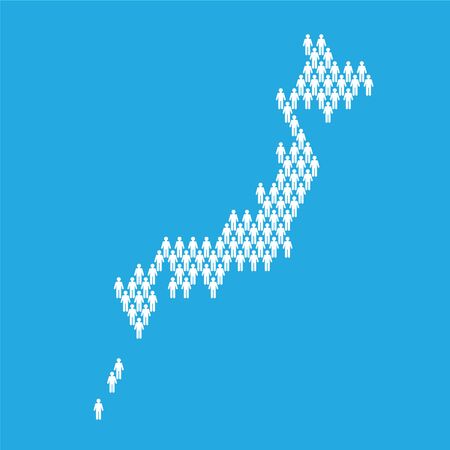 Japan population. Statistic map made from stick figure peopleの写真素材